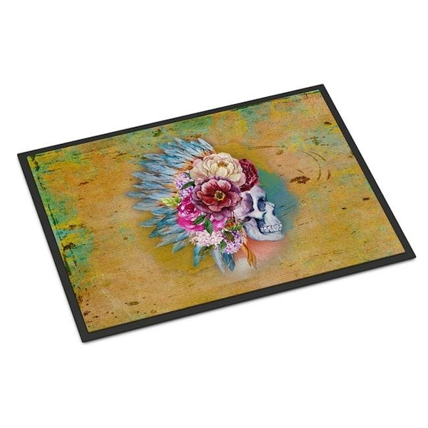Carolines Treasures BB5129JMAT Day of the Dead Flowers Skull Indoor or Outdoor Mat; 24 x 36 in. BB5129JMAT - main